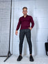 Men's trousers with fine check - black with white 65-3